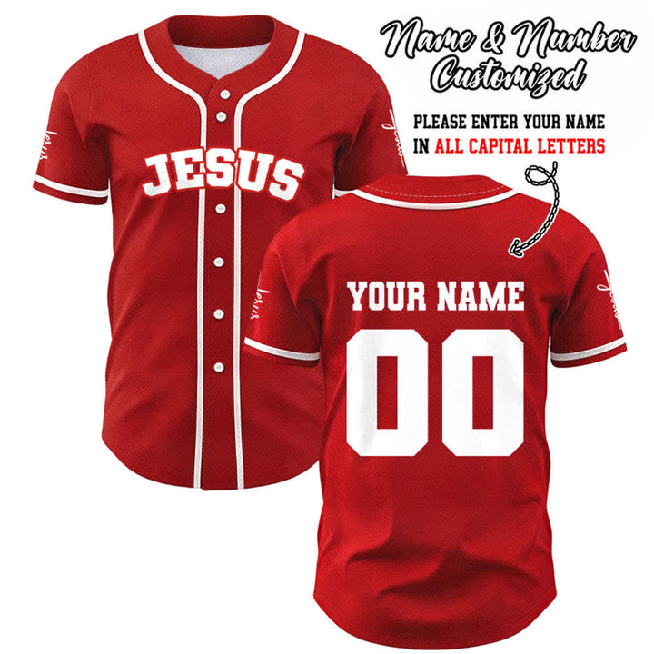 Christianartworkshop Classic Jesus Personalized Sportswear Unisex Custom Baseball Jersey - Red - 5XL - Name & Number Customized - image 16