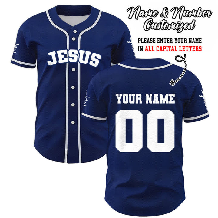 Christianartworkshop Classic Jesus Personalized Sportswear Unisex Custom Baseball Jersey - Navy Blue - 5XL - Name & Number Customized - image 40