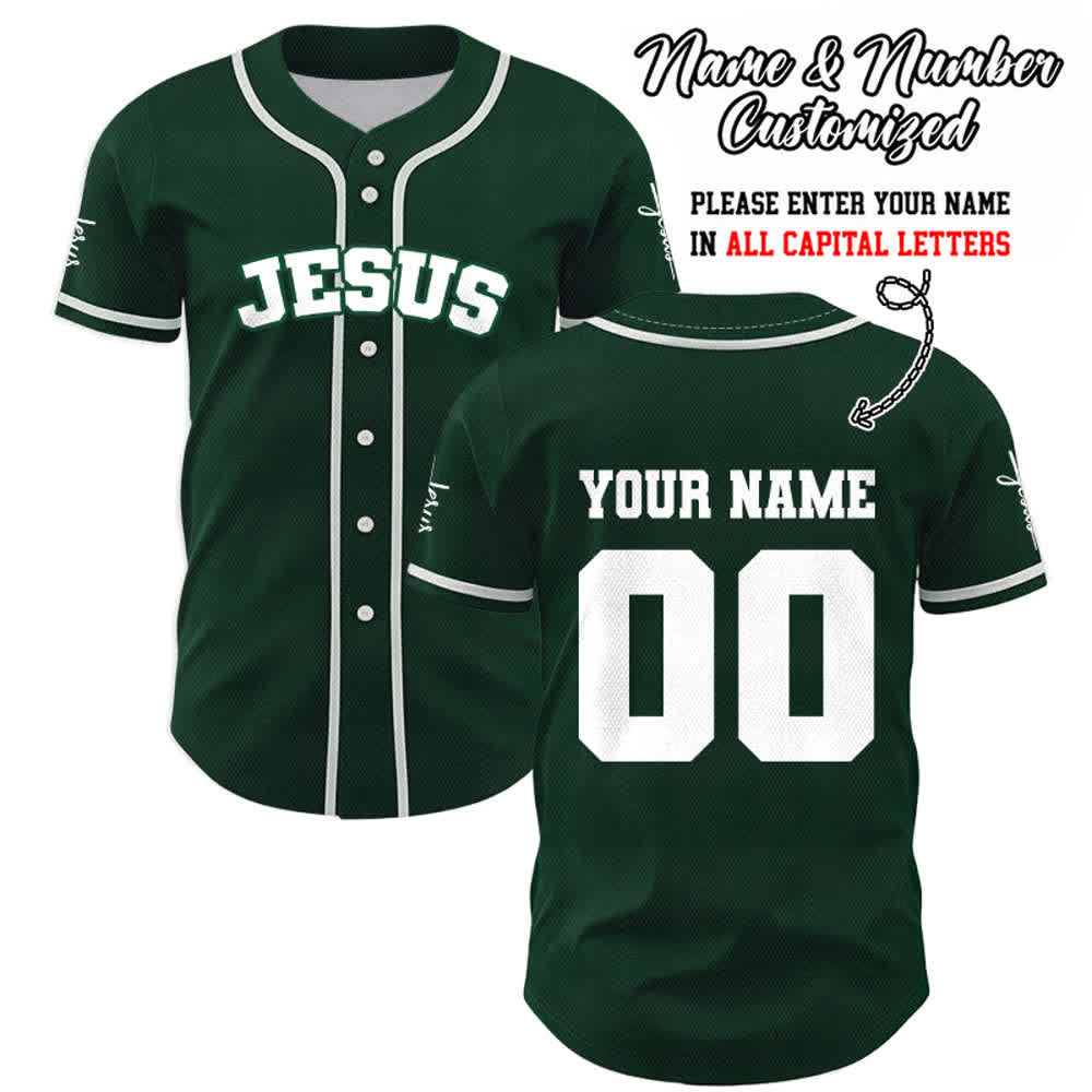 Christianartworkshop Classic Jesus Personalized Sportswear Unisex Custom Baseball Jersey - Green - 5XL - Name & Number Customized - image 48