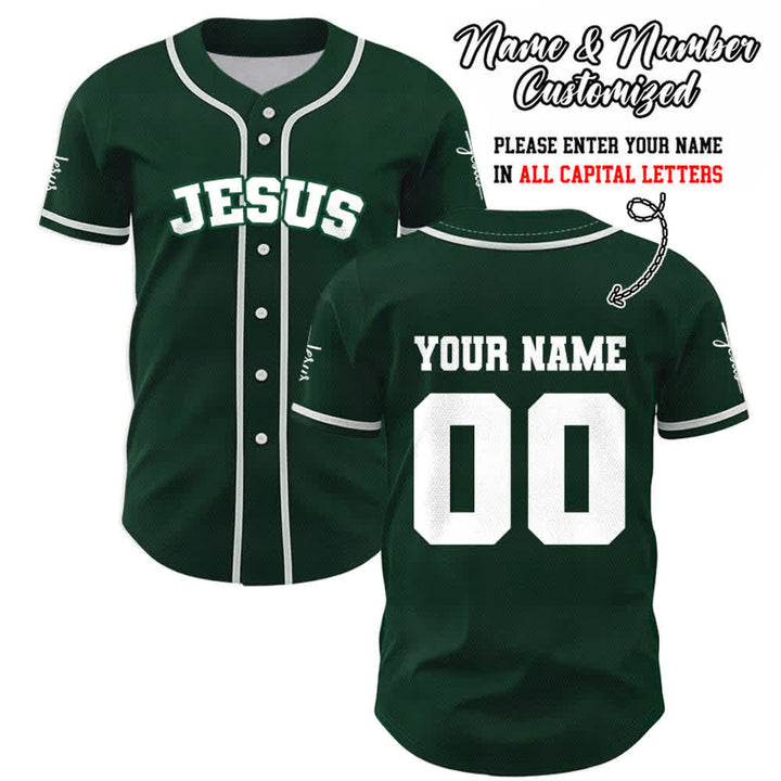 Christianartworkshop Classic Jesus Personalized Sportswear Unisex Custom Baseball Jersey - Green - 5XL - Name & Number Customized - image 48