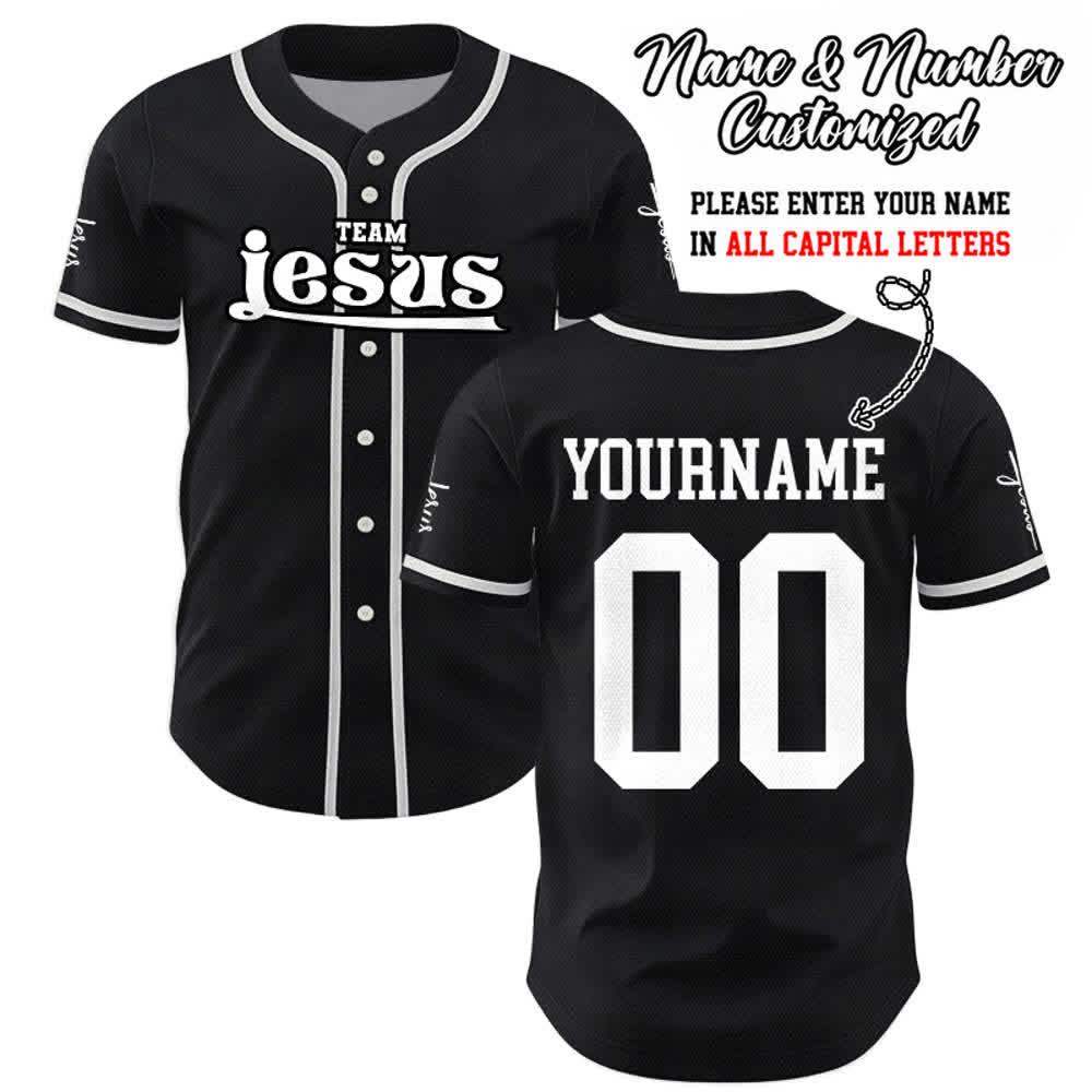 Christianartworkshop Bold Team Jesus Custom Name Number Unisex Custom Baseball Jersey - Black - 5XL - Name & Number Customized - image 16