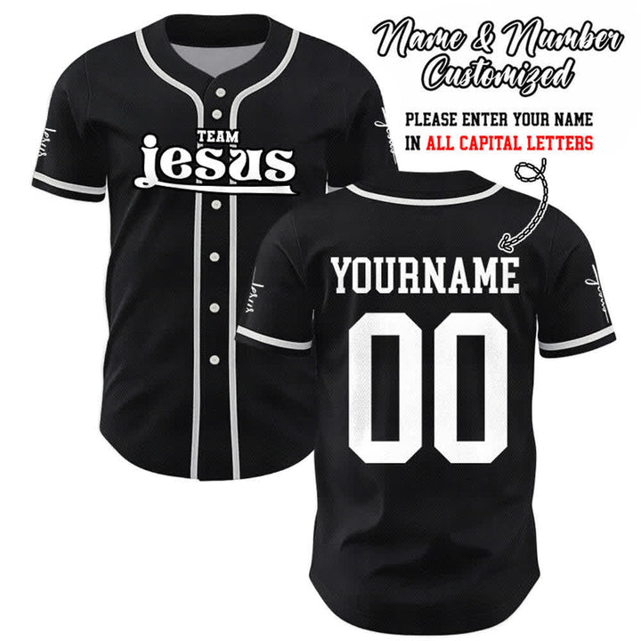 Christianartworkshop Bold Team Jesus Custom Name Number Unisex Custom Baseball Jersey - Black - 5XL - Name & Number Customized - image 16