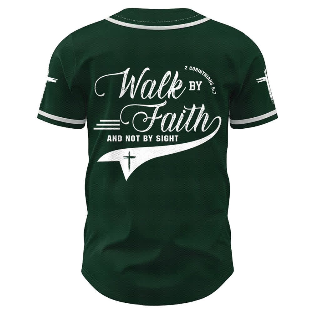 Christianartworkshop 2 Corinthians 5:7 “Walk By Faith And Not By Sight” Cross Statement Baseball Jersey - image 51