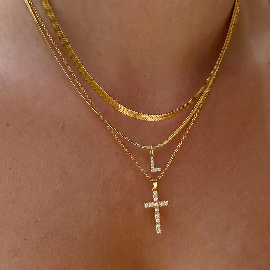 Christianartworkshop Sparkle Crystal Layered Initial Cross Necklace: Token of Personal Heavenly Grace - L - image 13