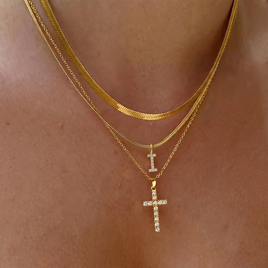 Christianartworkshop Sparkle Crystal Layered Initial Cross Necklace: Token of Personal Heavenly Grace - I - image 10