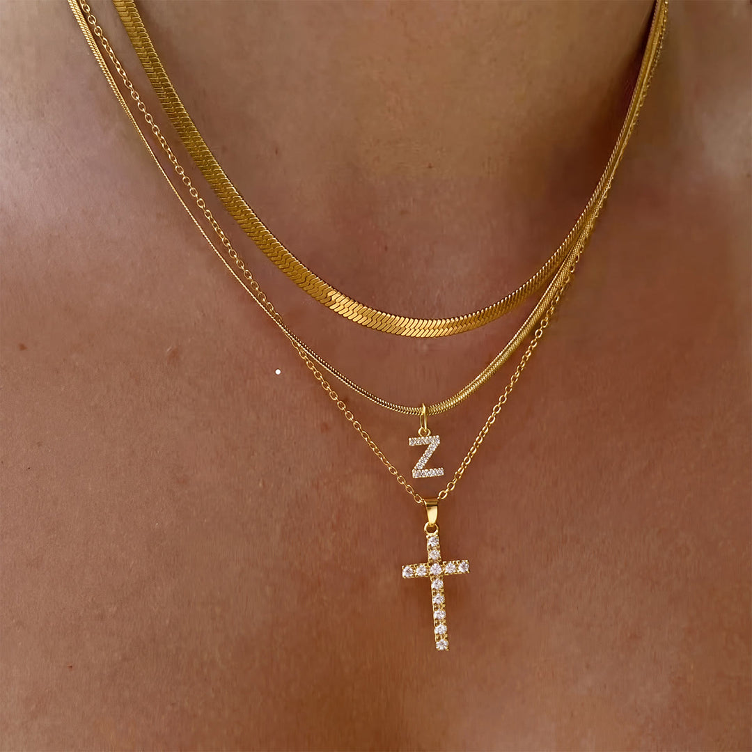 Christianartworkshop Sparkle Crystal Layered Initial Cross Necklace: Token of Personal Heavenly Grace - Z - image 27