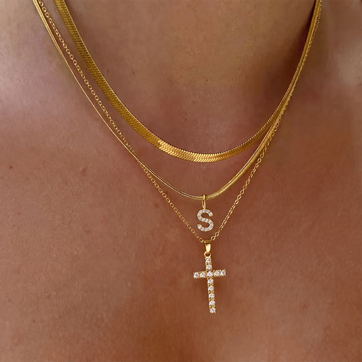 Christianartworkshop Sparkle Crystal Layered Initial Cross Necklace: Token of Personal Heavenly Grace - S - image 20