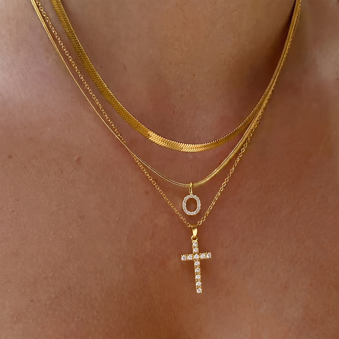 Christianartworkshop Sparkle Crystal Layered Initial Cross Necklace: Token of Personal Heavenly Grace - O - image 16