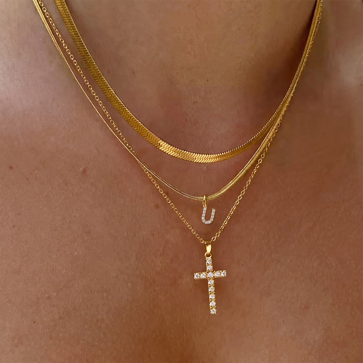 Christianartworkshop Sparkle Crystal Layered Initial Cross Necklace: Token of Personal Heavenly Grace - U - image 22