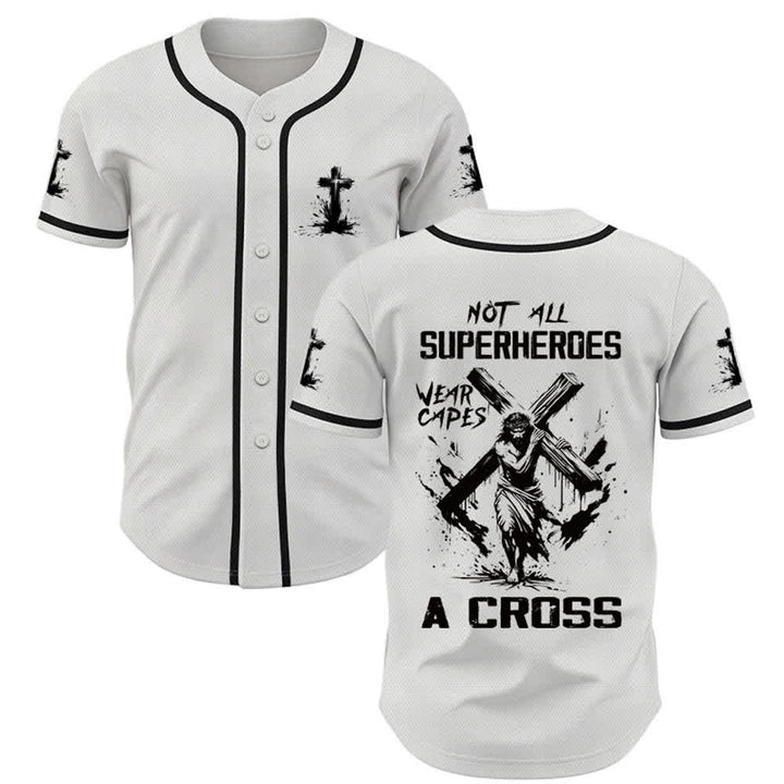 Christianartworkshop Not All Superheroes Wear Capes A Cross Unisex Baseball Jersey - White - 5XL - image 0