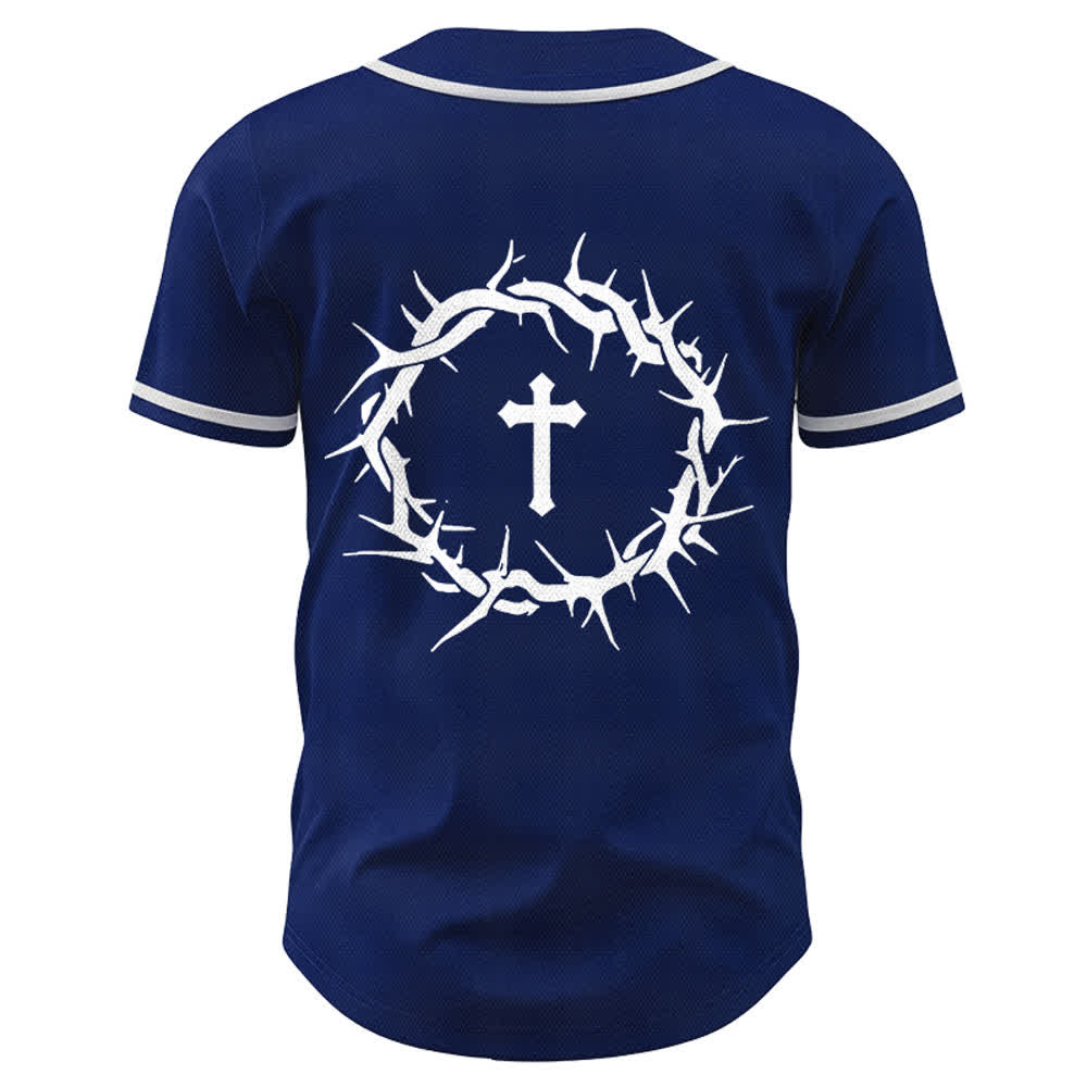 Christianartworkshop Faith Over Fear Deuteronomy 3:22 Crown of Thorns Cross Statement Baseball Jersey - image 23