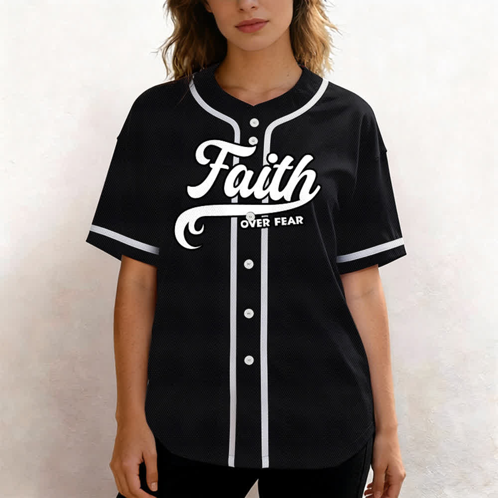Christianartworkshop Faith Over Fear Custom Name Number Unisex Baseball Jersey - image 6