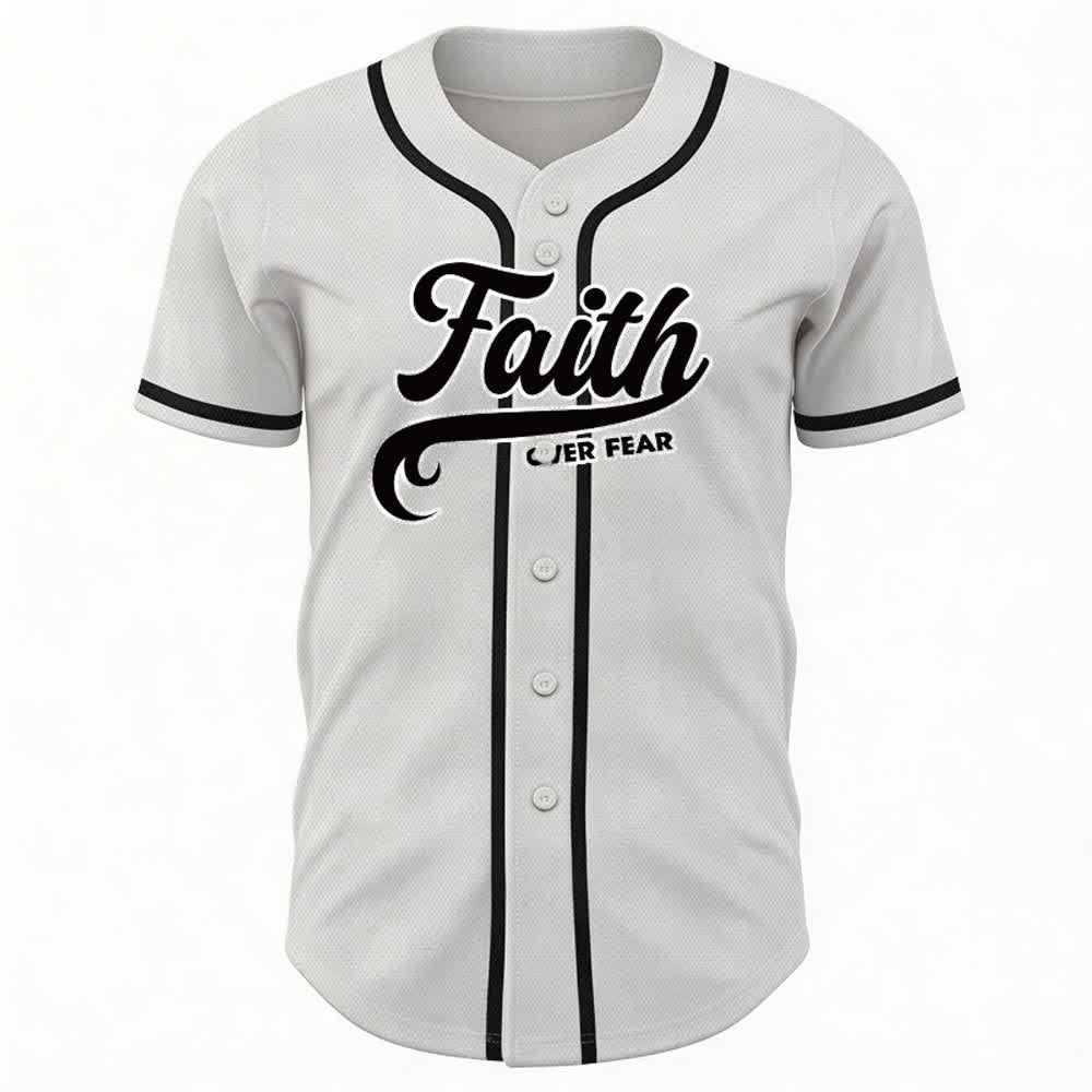 Christianartworkshop Faith Over Fear Custom Name Number Unisex Baseball Jersey - image 18