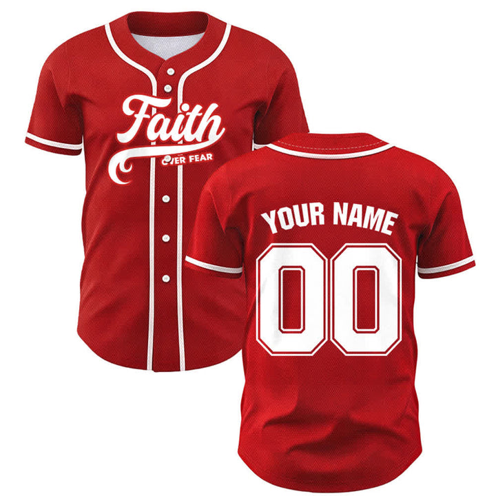 Christianartworkshop Faith Over Fear Custom Name Number Unisex Baseball Jersey - image 25
