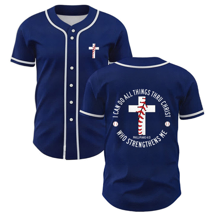 Christianartworkshop Philippians 4:13 I Can Do All Things Unisex Baseball Jersey - Navy Blue - 5XL - image 42