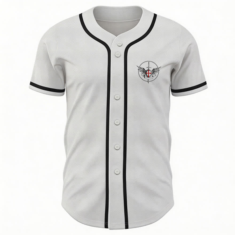 Christianartworkshop St.Michael Archangel Defend Us Unisex Baseball Jersey - image 2
