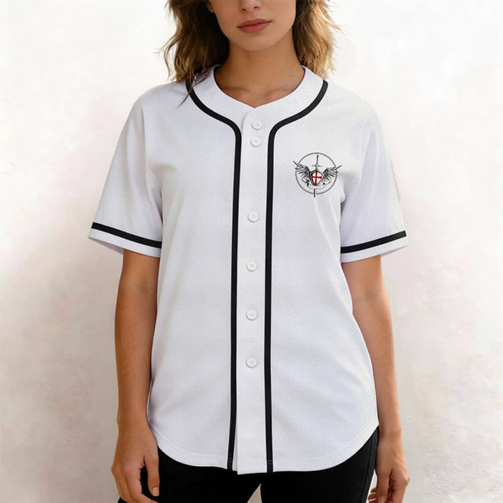Christianartworkshop St.Michael Archangel Defend Us Unisex Baseball Jersey - image 4
