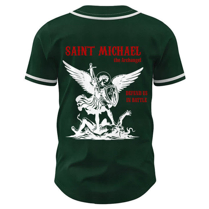 Christianartworkshop St.Michael Archangel Defend Us Unisex Baseball Jersey - image 43