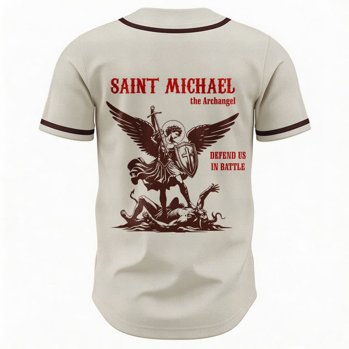 Christianartworkshop St.Michael Archangel Defend Us Unisex Baseball Jersey - image 50