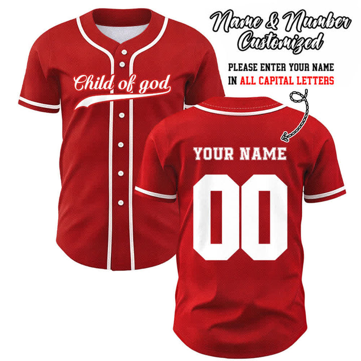 Christianartworkshop Child Of God Custom Name Number Unisex Baseball Jersey - Red - 5XL - Name & Number Customized - image 24