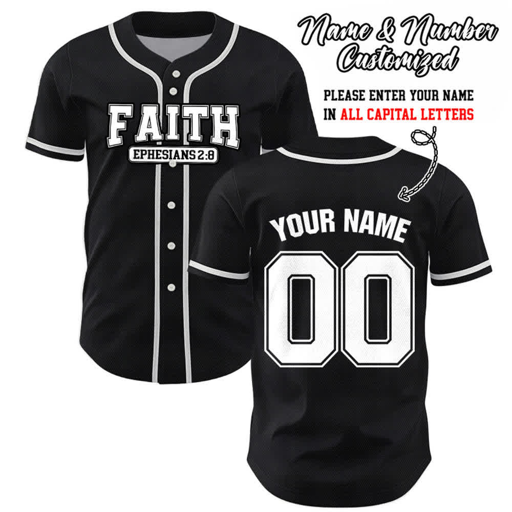 Christianartworkshop Faith Custom Name Number Baseball Jersey - Black - 5XL - Name & Number Customized - image 24