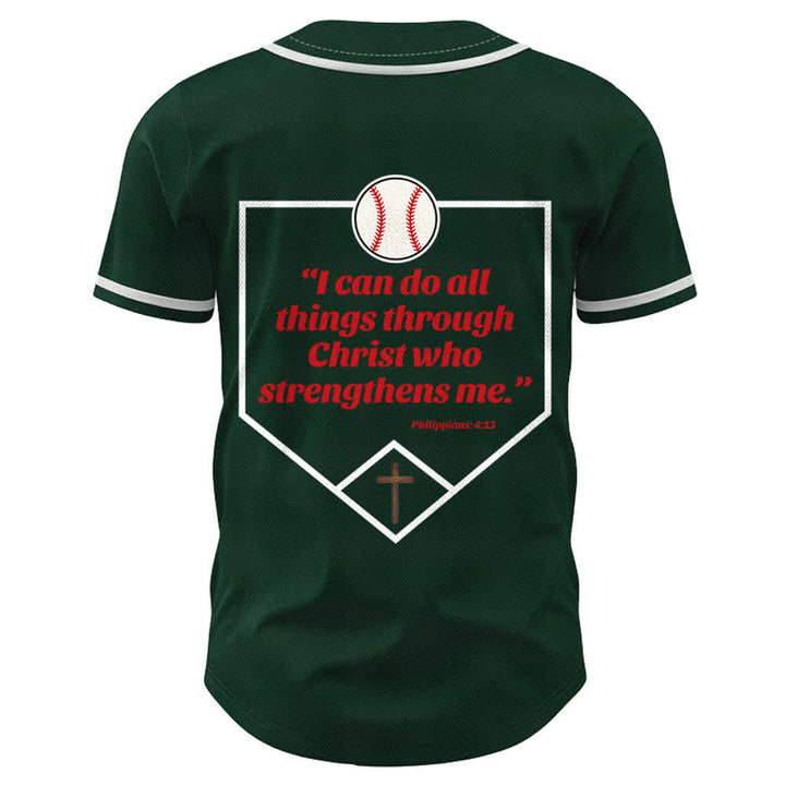 Christianartworkshop Philippians 4:13 Faith Baseball Jersey: Baseball Cross Motto Strength Devotion Athletic Shirt - image 50