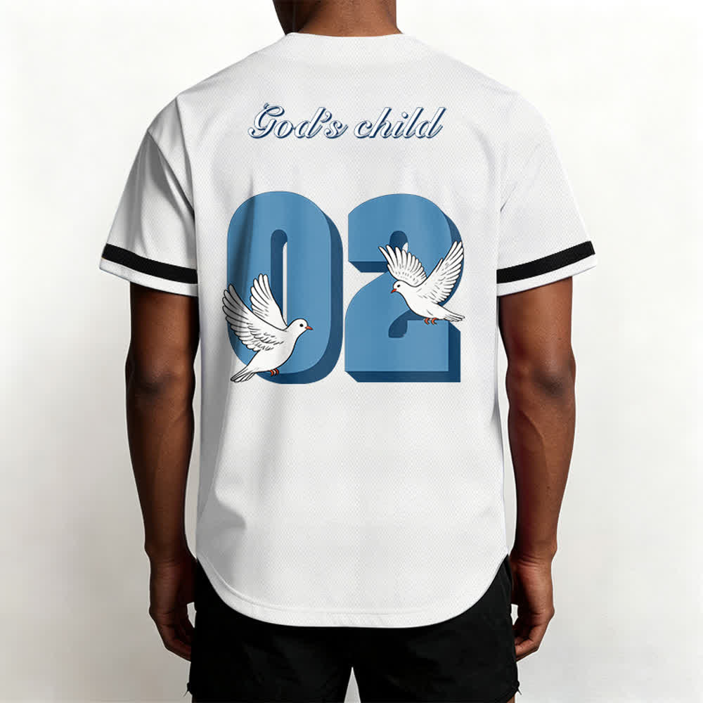 Christianartworkshop God's Child Inspirational Dove & Number Design Baseball Jersey - image 11