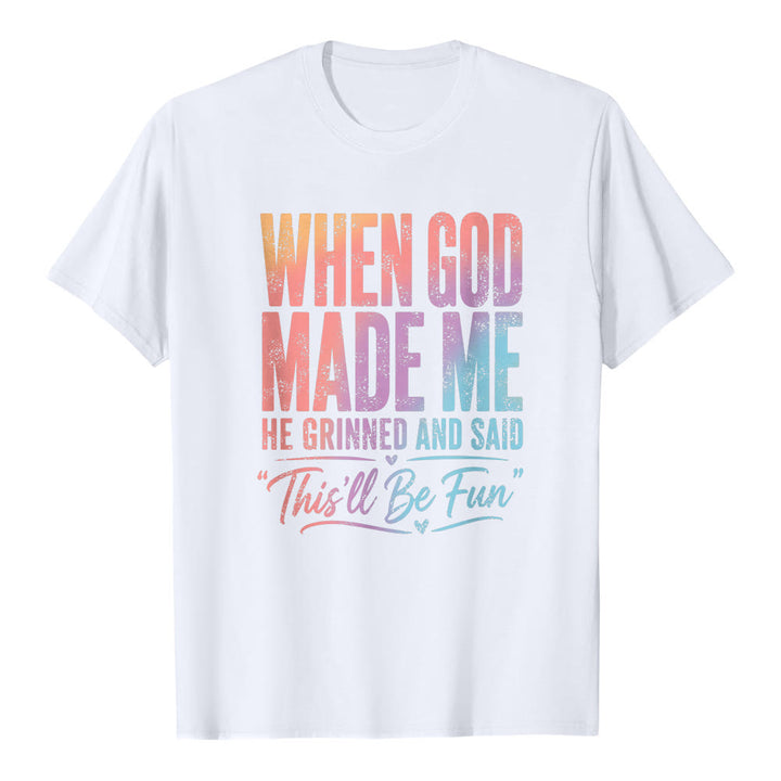 Christianartworkshop When God Made Me Letter Print Classic T-shirt - White - 2XL - image 2
