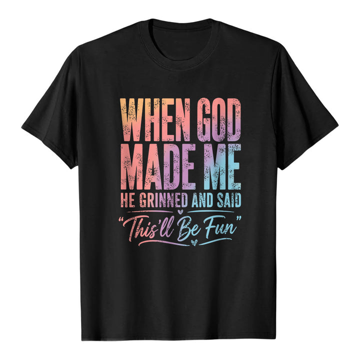 Christianartworkshop When God Made Me Letter Print Classic T-shirt - Black - 2XL - image 0