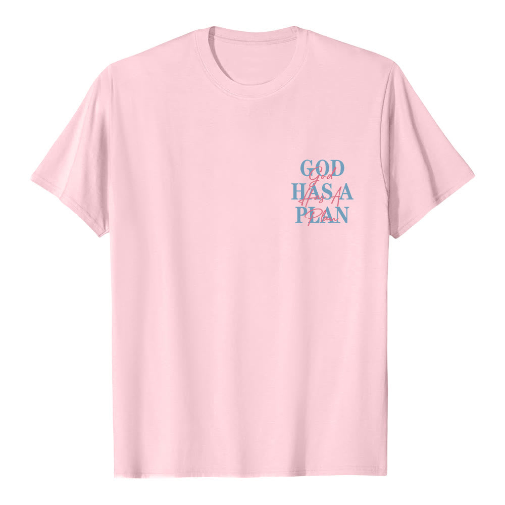 Christianartworkshop God Has A Plan Double-Side Letter Print Classic T-shirt - image 2