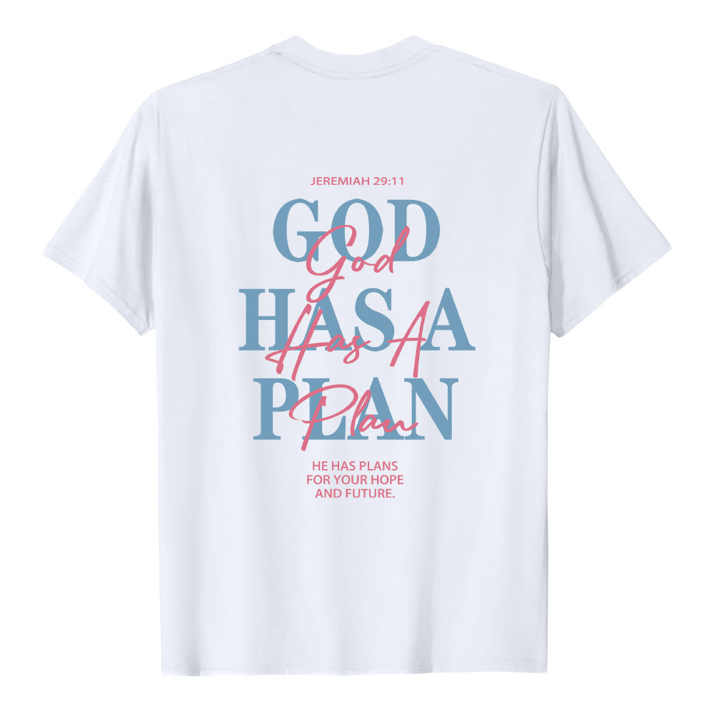 Christianartworkshop God Has A Plan Double-Side Letter Print Classic T-shirt - image 7