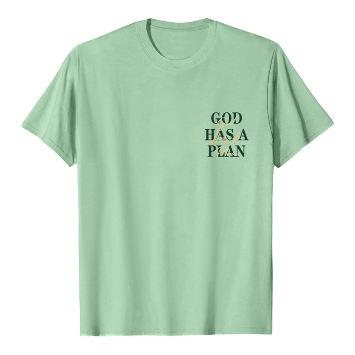 Christianartworkshop God Has A Plan Double-Side Letter Print Classic T-shirt - image 5