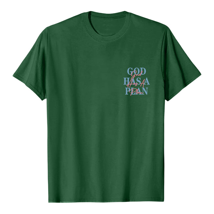 Christianartworkshop God Has A Plan Double-Side Letter Print Classic T-shirt - image 17