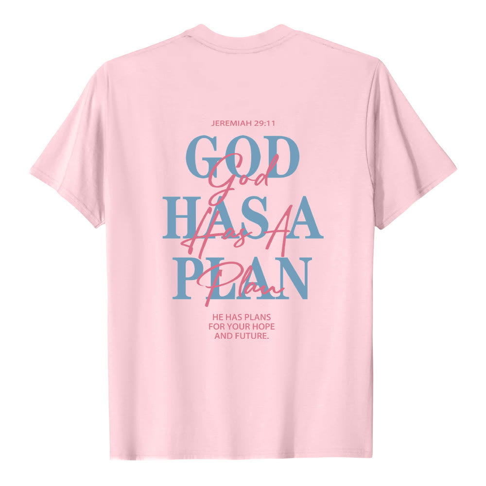 Christianartworkshop God Has A Plan Double-Side Letter Print Classic T-shirt - image 1