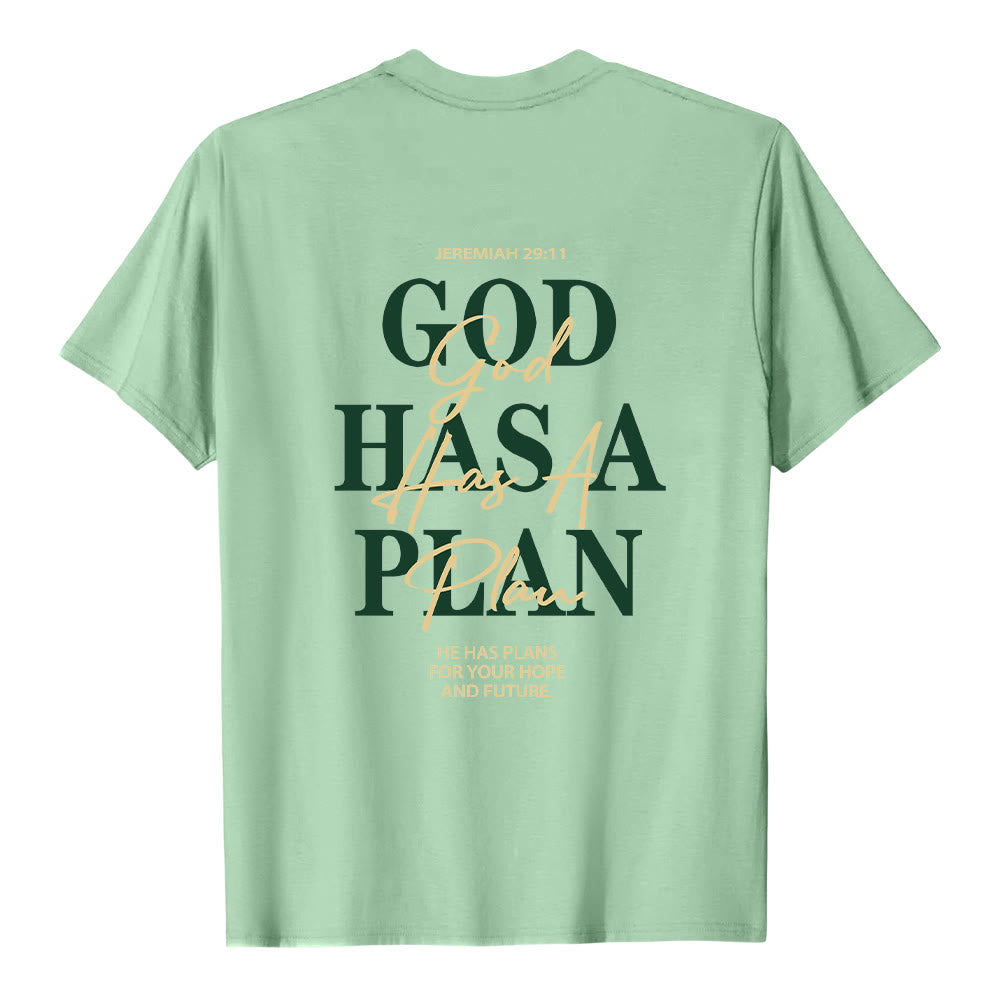 Christianartworkshop God Has A Plan Double-Side Letter Print Classic T-shirt - image 4