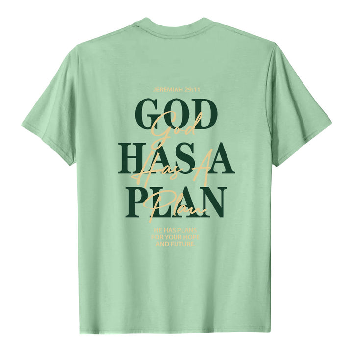Christianartworkshop God Has A Plan Double-Side Letter Print Classic T-shirt - image 4