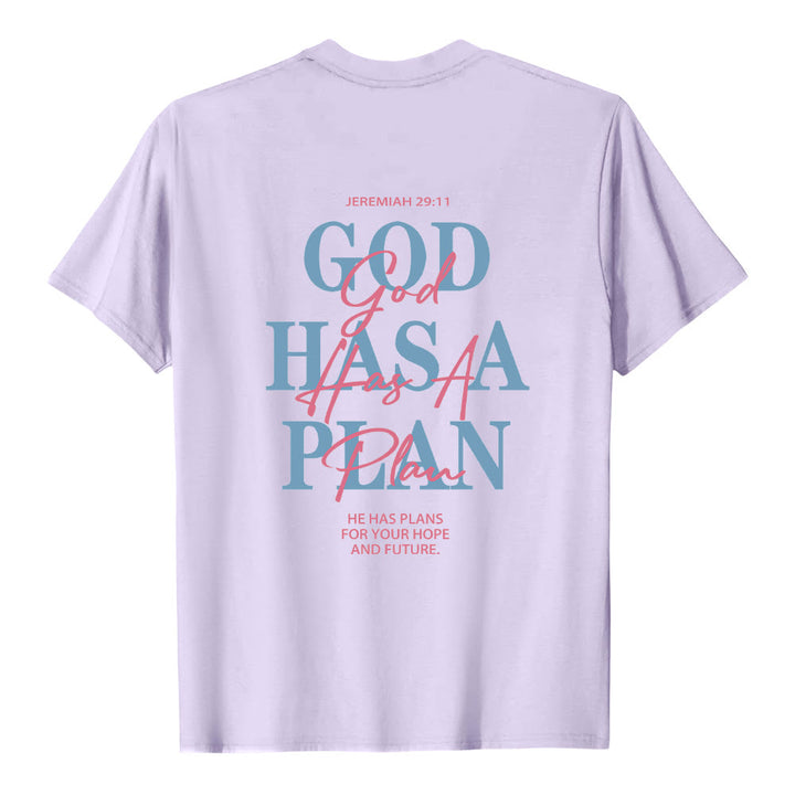 Christianartworkshop God Has A Plan Double-Side Letter Print Classic T-shirt - image 25