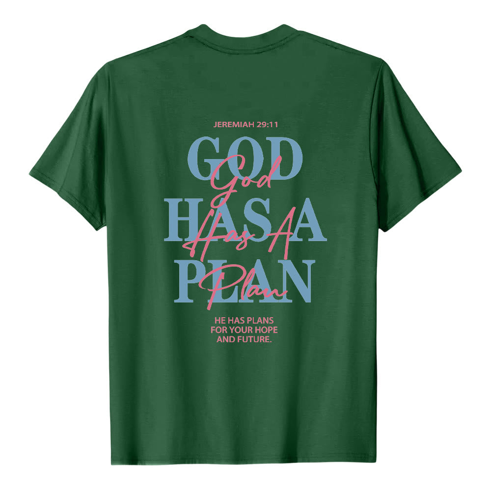 Christianartworkshop God Has A Plan Double-Side Letter Print Classic T-shirt - image 16