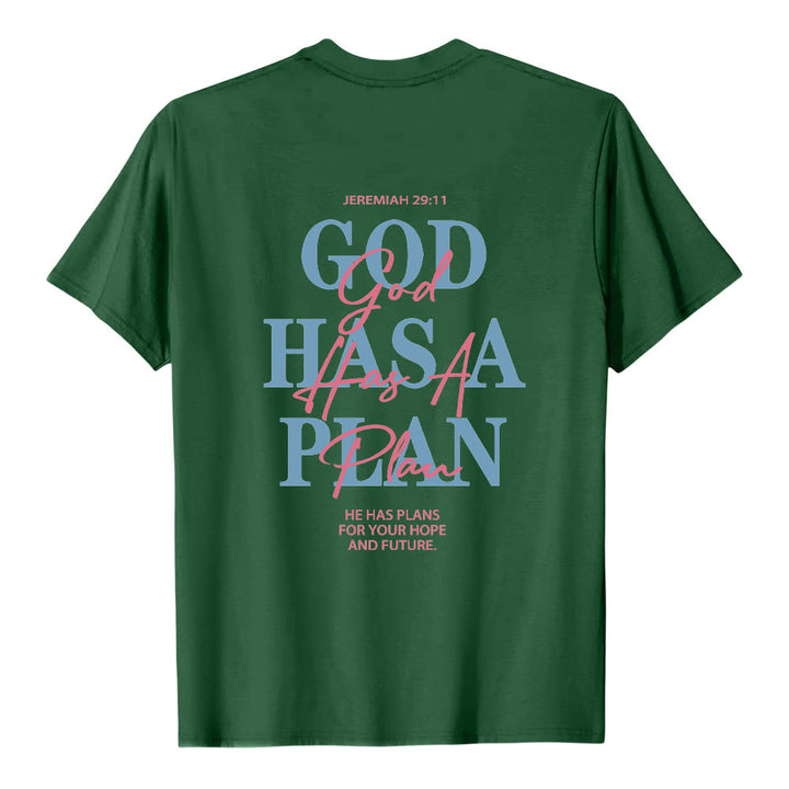 Christianartworkshop God Has A Plan Double-Side Letter Print Classic T-shirt - image 16