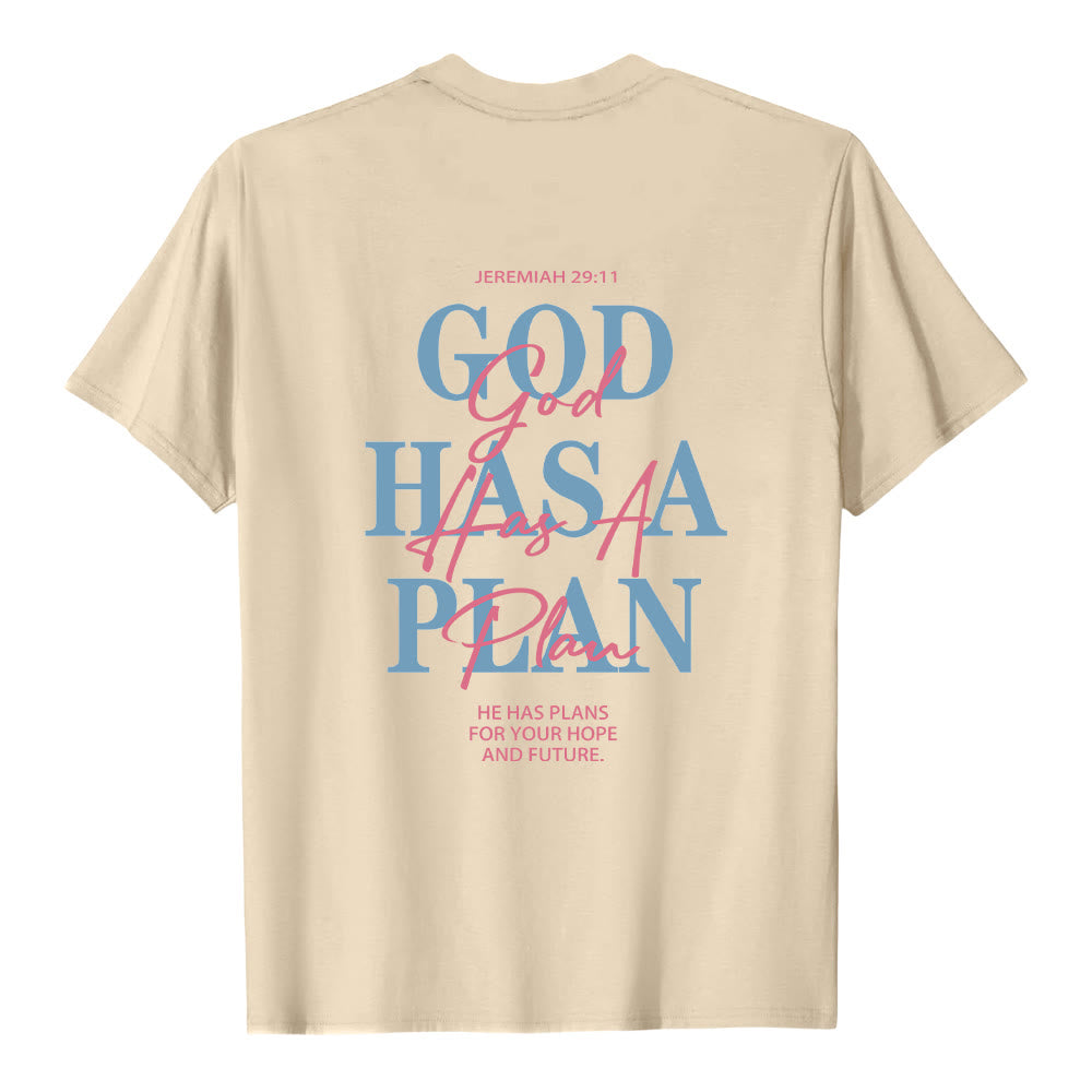 Christianartworkshop God Has A Plan Double-Side Letter Print Classic T-shirt - image 10