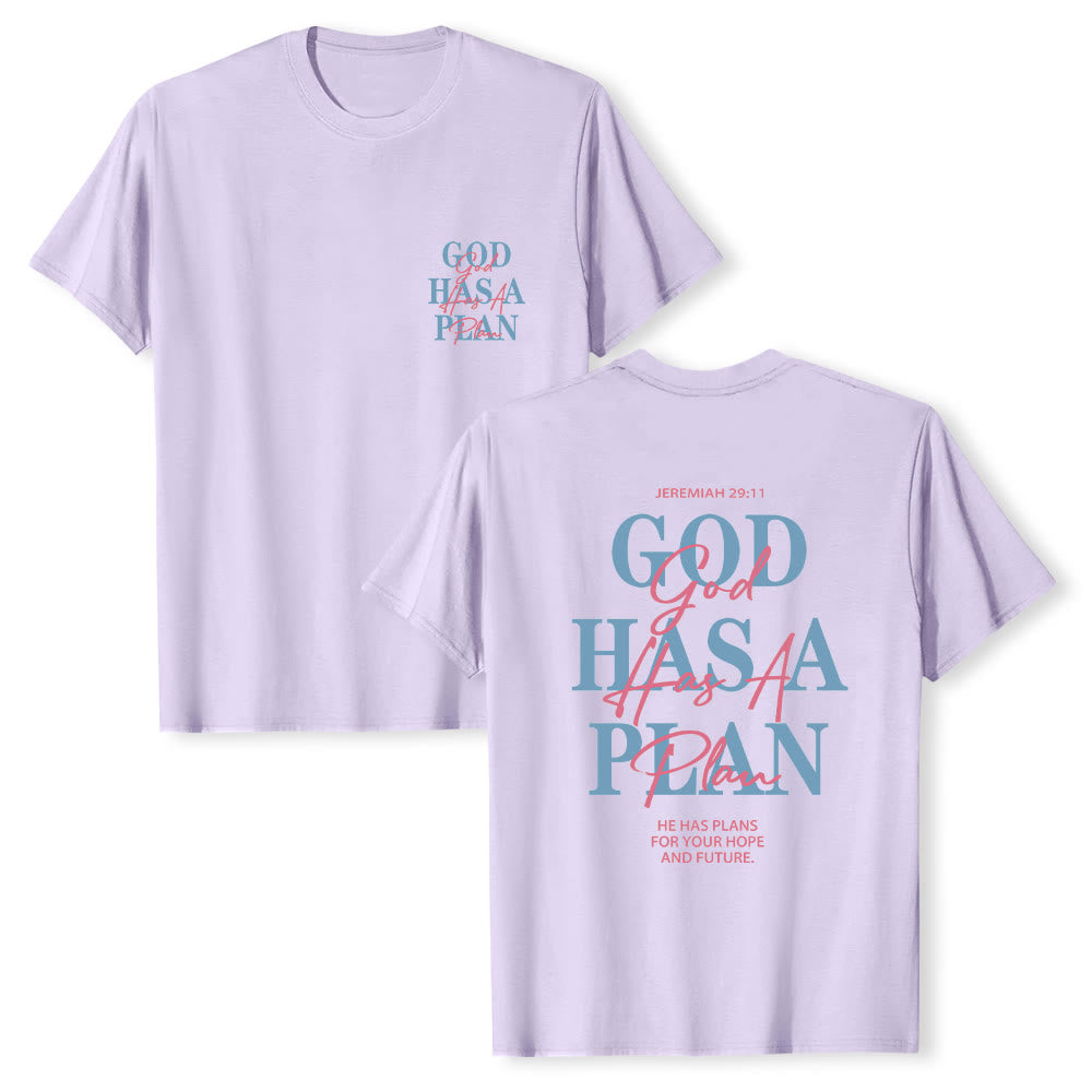 Christianartworkshop God Has A Plan Double-Side Letter Print Classic T-shirt - Purple - 2XL - image 24