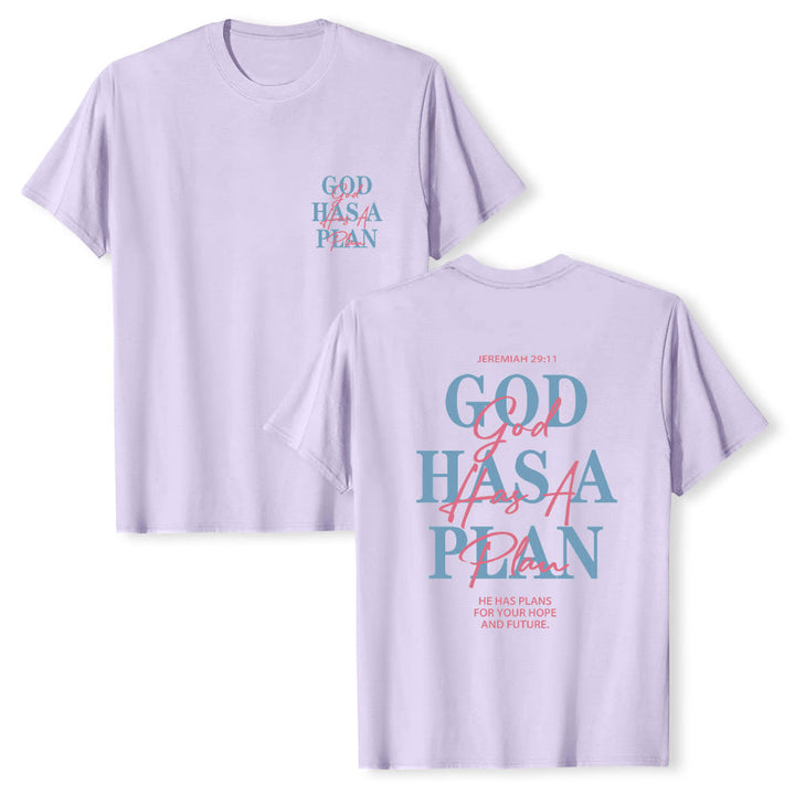 Christianartworkshop God Has A Plan Double-Side Letter Print Classic T-shirt - Purple - 2XL - image 24