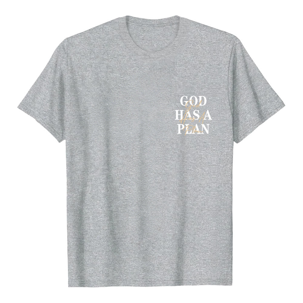 Christianartworkshop God Has A Plan Double-Side Letter Print Classic T-shirt - image 14