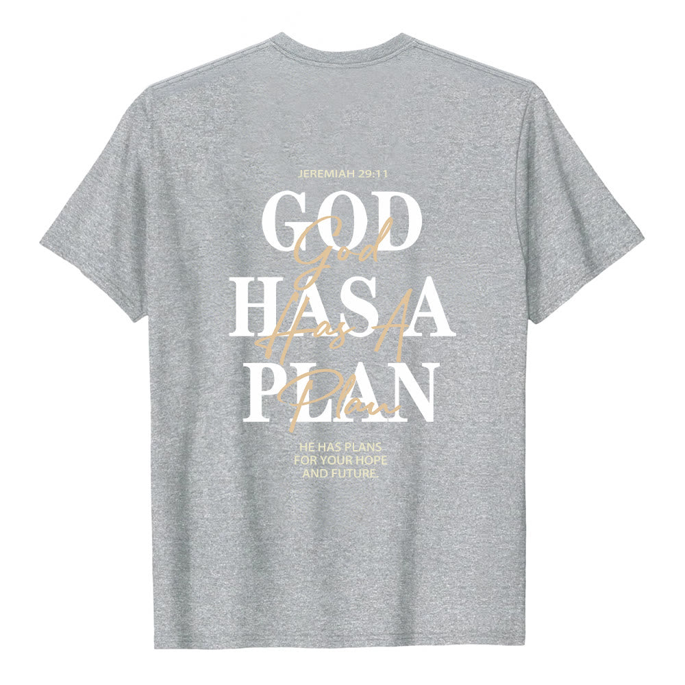 Christianartworkshop God Has A Plan Double-Side Letter Print Classic T-shirt - image 13