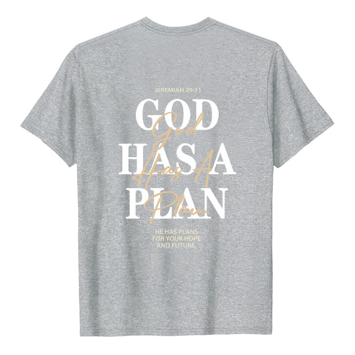 Christianartworkshop God Has A Plan Double-Side Letter Print Classic T-shirt - image 13