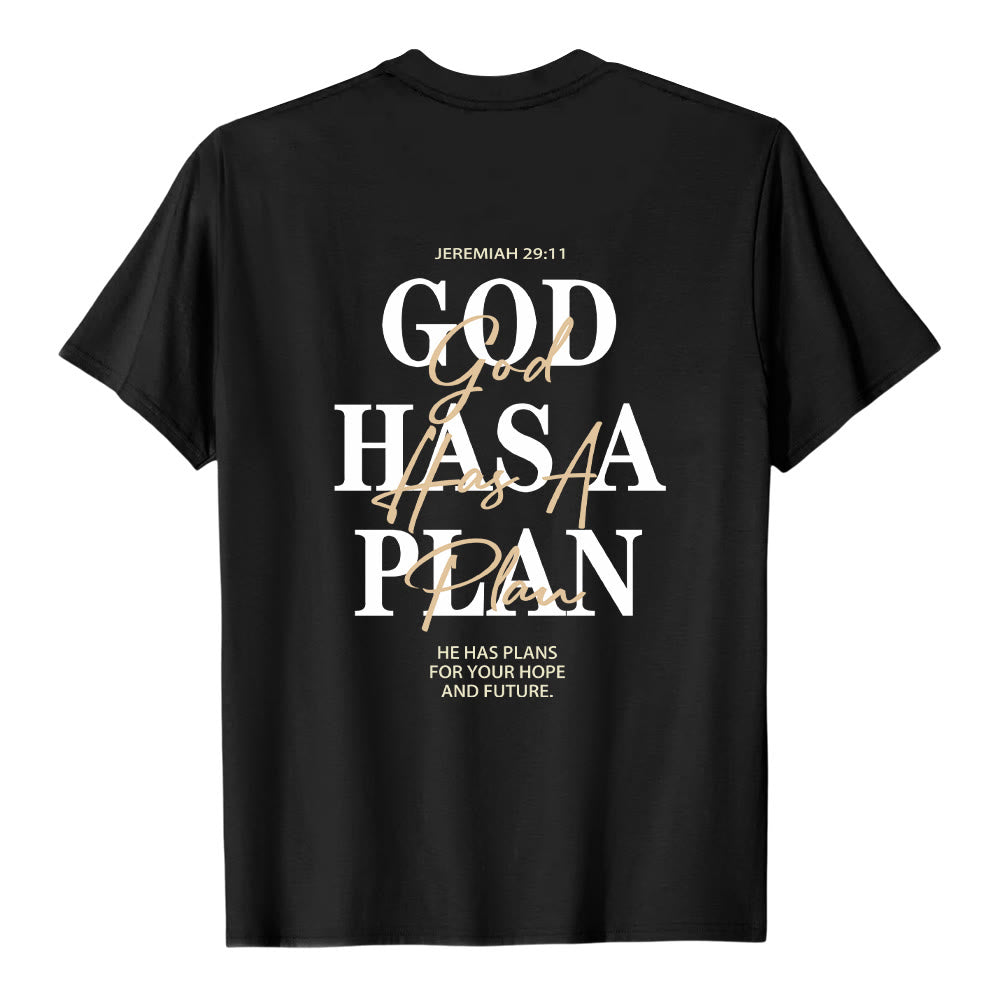 Christianartworkshop God Has A Plan Double-Side Letter Print Classic T-shirt - image 19