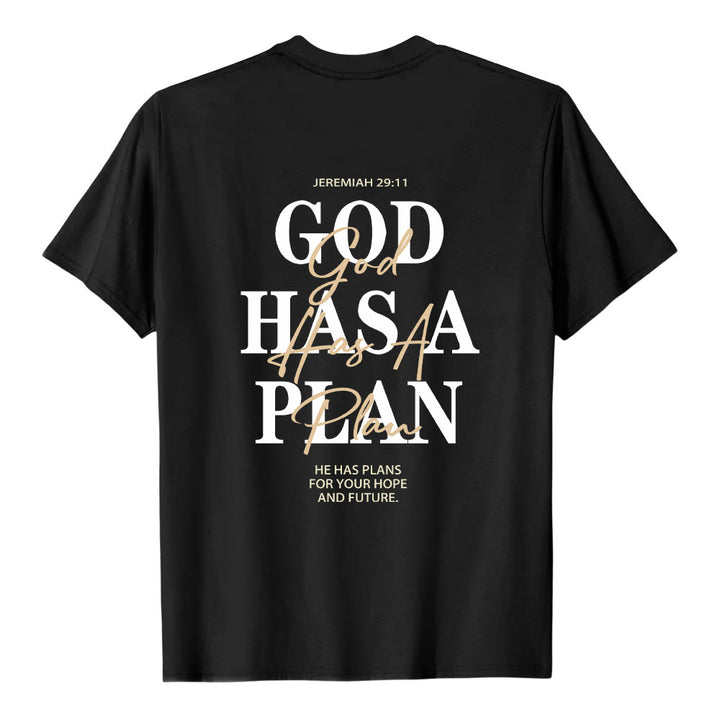 Christianartworkshop God Has A Plan Double-Side Letter Print Classic T-shirt - image 19