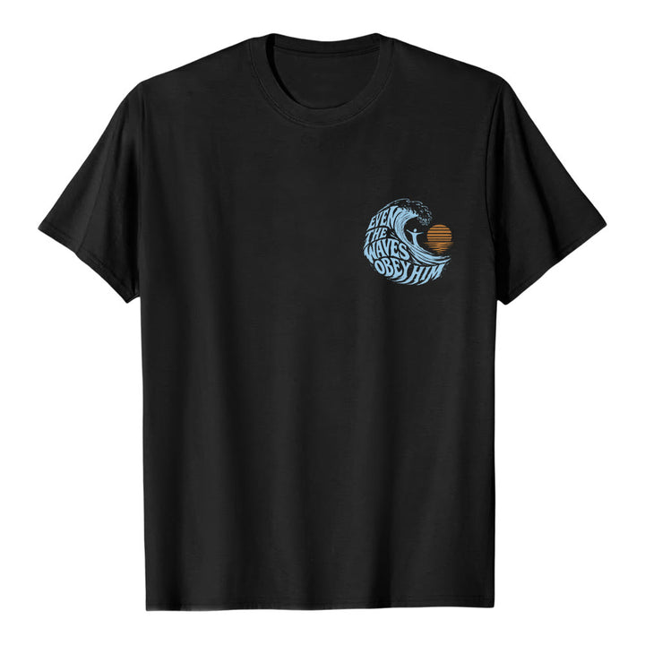 Christianartworkshop Even The Waves Obey Him Double-Side Wave Graphic Classic T-shirt - image 20