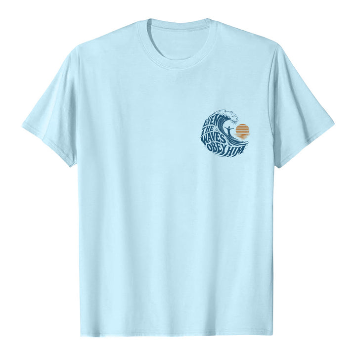 Christianartworkshop Even The Waves Obey Him Double-Side Wave Graphic Classic T-shirt - image 5