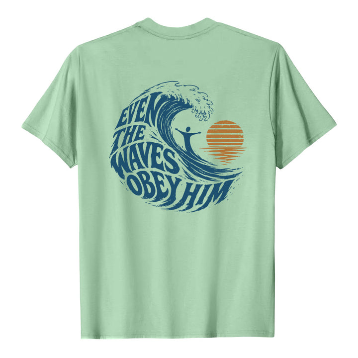Christianartworkshop Even The Waves Obey Him Double-Side Wave Graphic Classic T-shirt - image 25